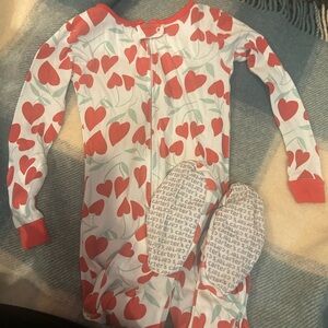 Carter's White and Red Heart Footie